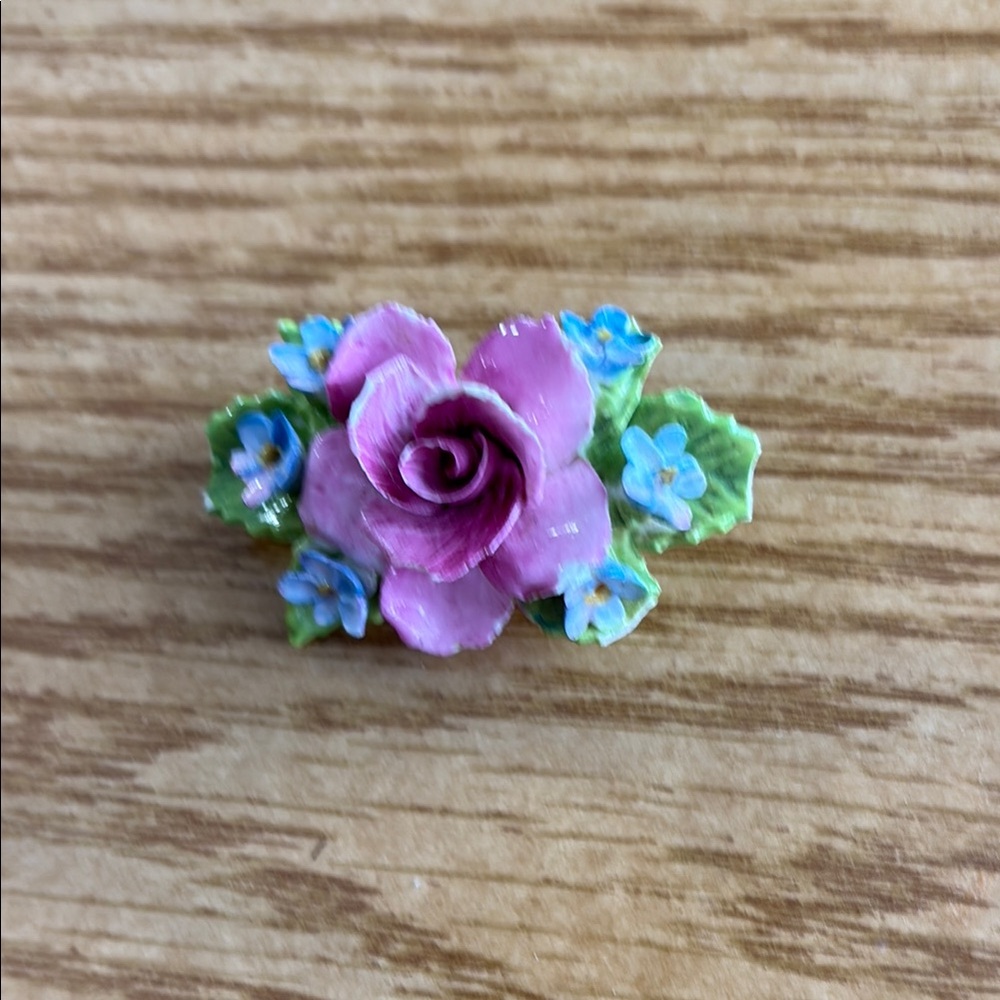 Floral Enamel Brooch - Pink and Blue